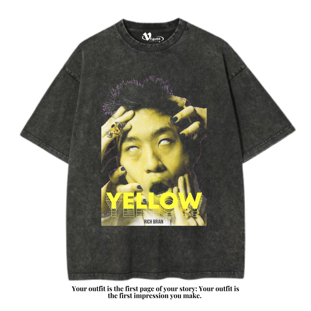 VEGA88 *rich brian yellow* เสื้อยืดโอเวอร์ไซส์ | เสื้อยืดโอเวอร์ไซส์ | เสื้อยืดฟอก | ซักซักผ้า | เสื