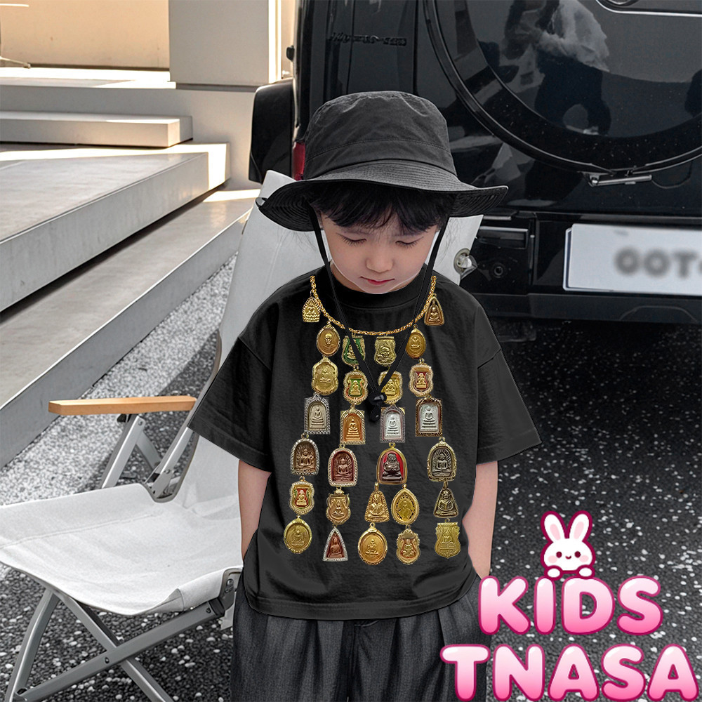 (จัดส่งตลอด 24 ชั่วโมง)เสื้อเด็ก KIDS  เสื้อคอกลม แขนสั้น 2-9 ขวบ ลายพิมพ์แฟชั่น boy/girl 'Amulet necklace'