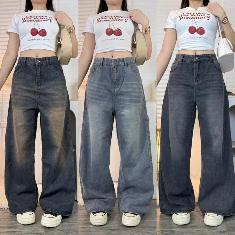 K JEANS กางเกงยีนส์สาวอวบกระบอกลิซ่า&บาร์เรล สนิมเข้ม สนิมอ่อนแต่งเฟส สีดำฟอก สีอ่อนแต่งเฟส 2XL-6XL ผ้าไม่ยืด