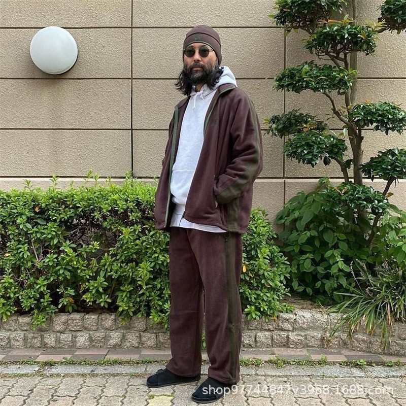 Needles Co-branded Autumn Winter Fleece Embroidered Zipper Jacket Casual Jacket Spring Autumn Style