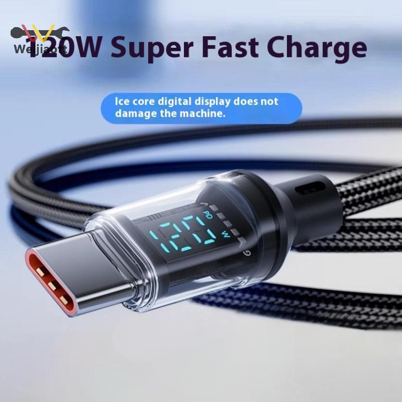 [Wjt] 120W Type C To Type C Cable Phone สายชาร์จเร็วสุดพร้อมจอแสดงผล LED USB To Type-C Data Cord สําหรับโทรศัพท์ [ขายร้อน]