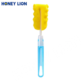 HoneyLion แปรงทําความสะอาดถ้วยด้ามยาวแบบถอดได้ 3-ใน-1, เครื่องขัดพื้นขวดฟองน้ํานุ่มประสิทธิภาพสูงสําหรับกระติกน้ําร้อน, แก้วไวน์, และกาน้ําชา