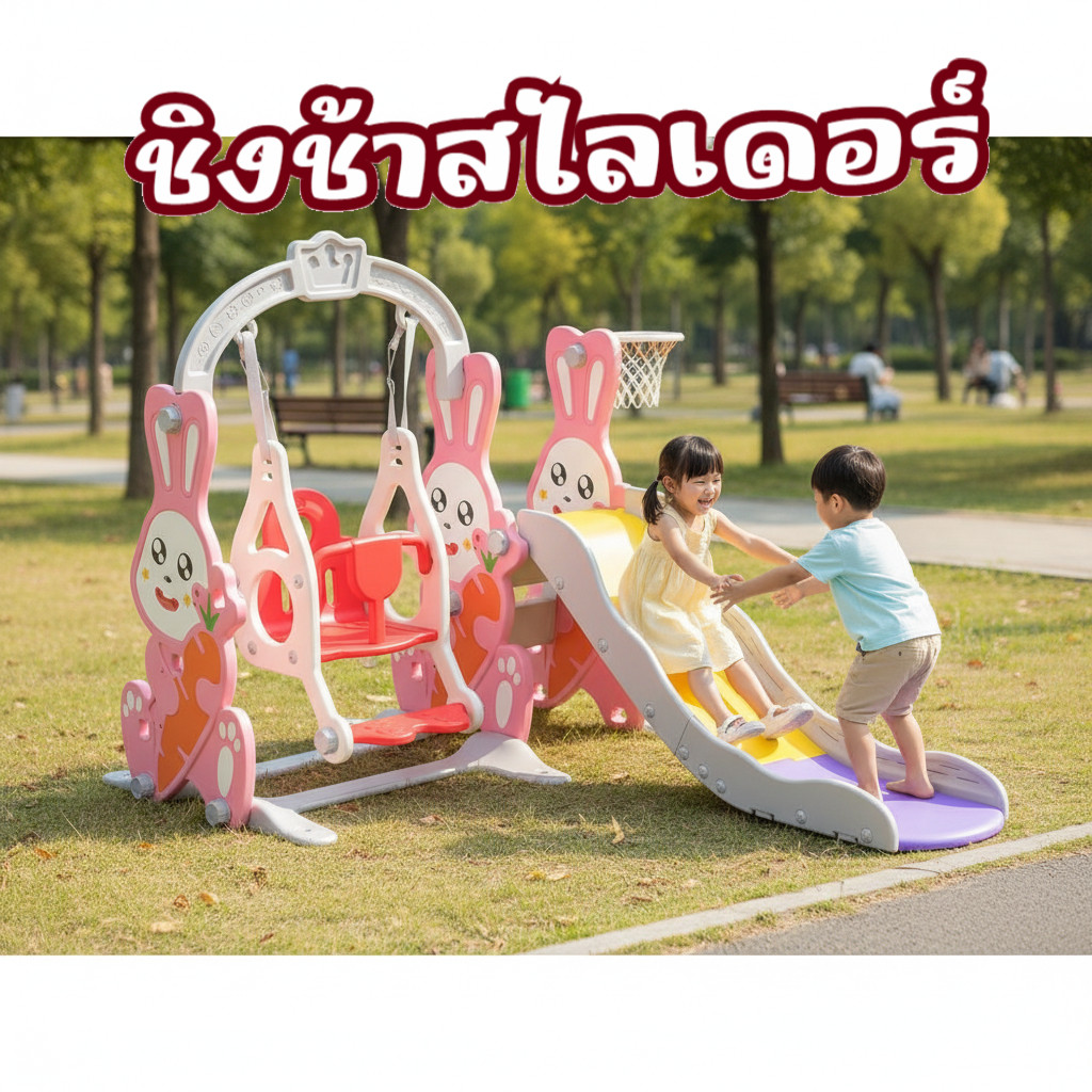 VJY สไลเดอร์ไดโนเสา./สไลเดอร์หมี.พร้อมแป้นบาส และลูกบาส/สไลเดอร์เป็ดน้อย