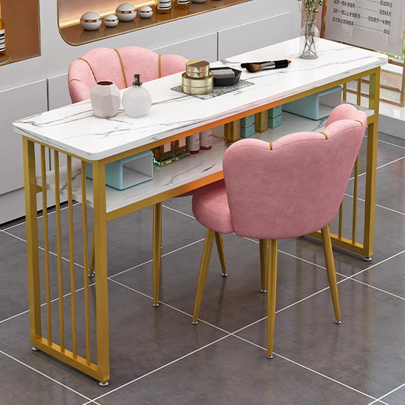 Yifeng Home โต๊ะทำเล็บ โต๊ะต้อนรับ ท็อปไม้ลายหินอ่อน โครงขาเหล็ก รุ่น 2909 2910