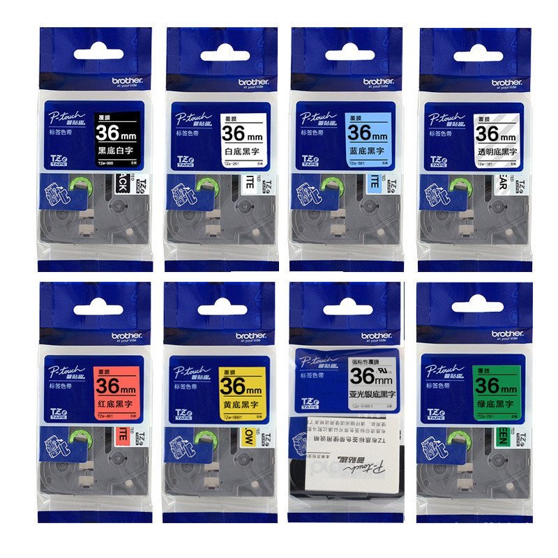 Original Brother Label Machine Ribbon 36mm Label Paper TZe-261/061/461 เหมาะสําหรับ PT-900/900W