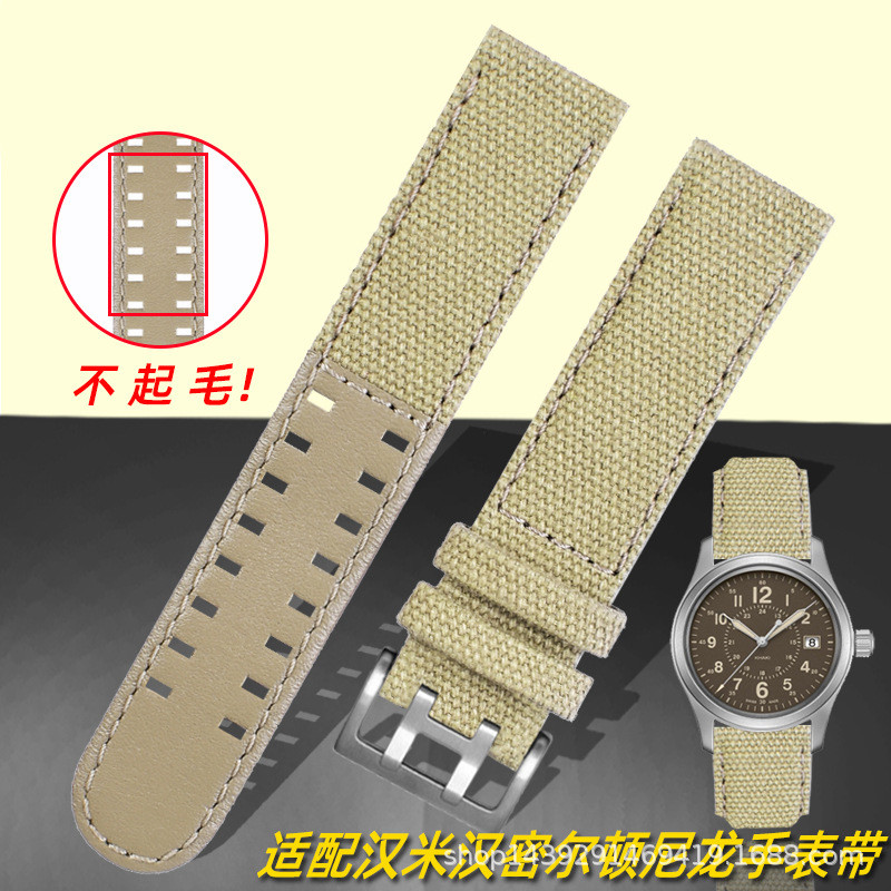 เหมาะสําหรับ Hamilton Khaki Field H68201993 70605963สายนาฬิกาหนังวัวผ้าใบกีฬา 20 มม