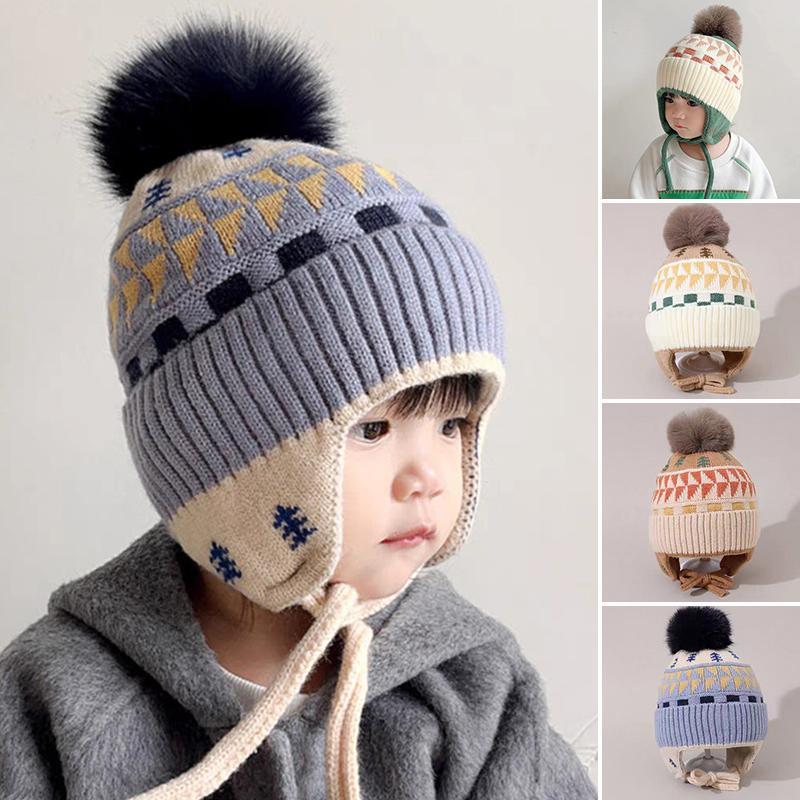 หมวกcrochetสำหรับเด็กผู้หญิงอายุ 3-6 ปี ทำจากผ้าขนสัตว์ อบอุ่นและแฟชั่นในฤดูหนาว