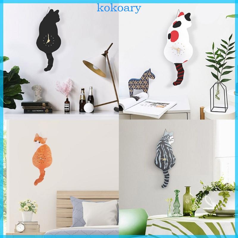 KOK Creative Wall Clock Naughty สําหรับแมว Wag Tail Clocks สําหรับตกแต่งบ้าน Cloc