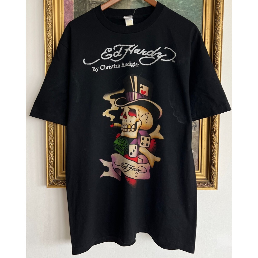 Ed hardy 100% Cotton Skull พิมพ์เสื้อยืดฤดูร้อนใหม่พร้อมสต็อก