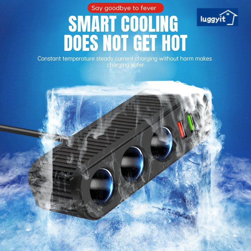 iuggyit ที่ชาร์จในรถยนต์ 3 in 1 ที่จุดบุหรี่ เครื่องชาร์จ USB อเนกประสงค์ ชาร์จเร็ว - รูปที่ 4