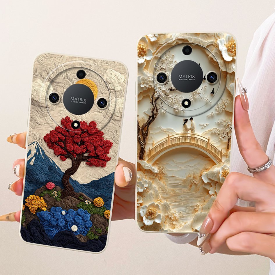 ฝาครอบป้องกันกล้องสําหรับ Honor X9a RMO-NX1 / Magic 5 Lite RMO-NX3 กรณีแฟชั่นใหม่ดอกไม้พื้นที่ปลอกซิ