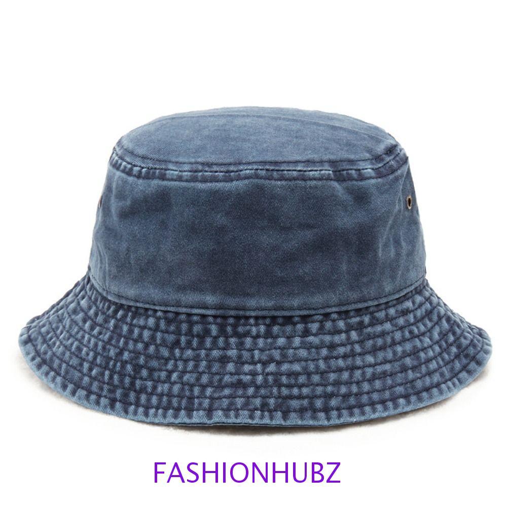 แฟชั่นฮับ ล้างผ้ายีนส์ถังหมวก,สีทึบขอบใหญ่บังแดดถังหมวก,แฟชั่นวัยรุ่นปีนเขาท่องเที่ยวหมวกชาวประมง