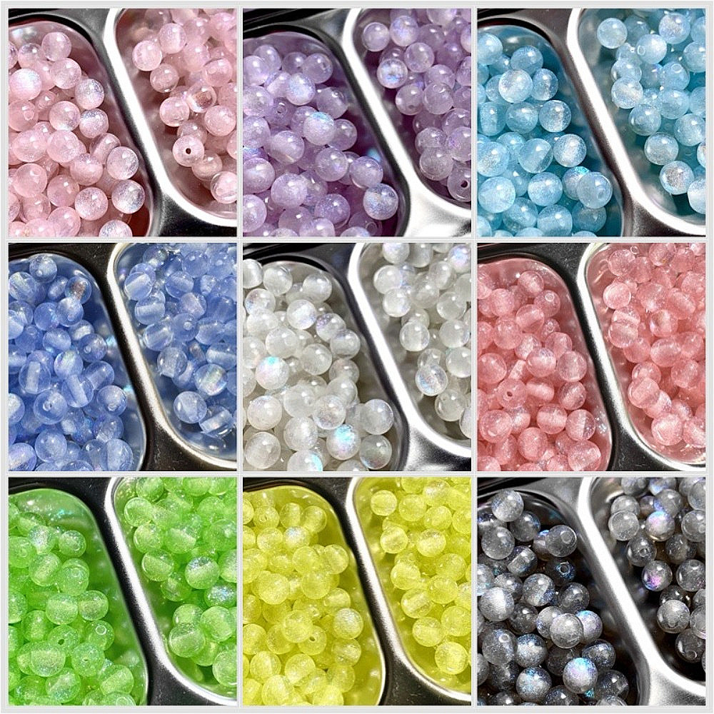 ลูกปัดเรซิ่นขนาด 8 มม. แบบ Starry Sky Mermaid Glitter แพ็ค 50 ชิ้น สำหรับทำเครื่องประดับและอุปกรณ์เสริม เช่น พวงกุญแจ สร้อยข้อมือ และโทรศัพท์มือถือ