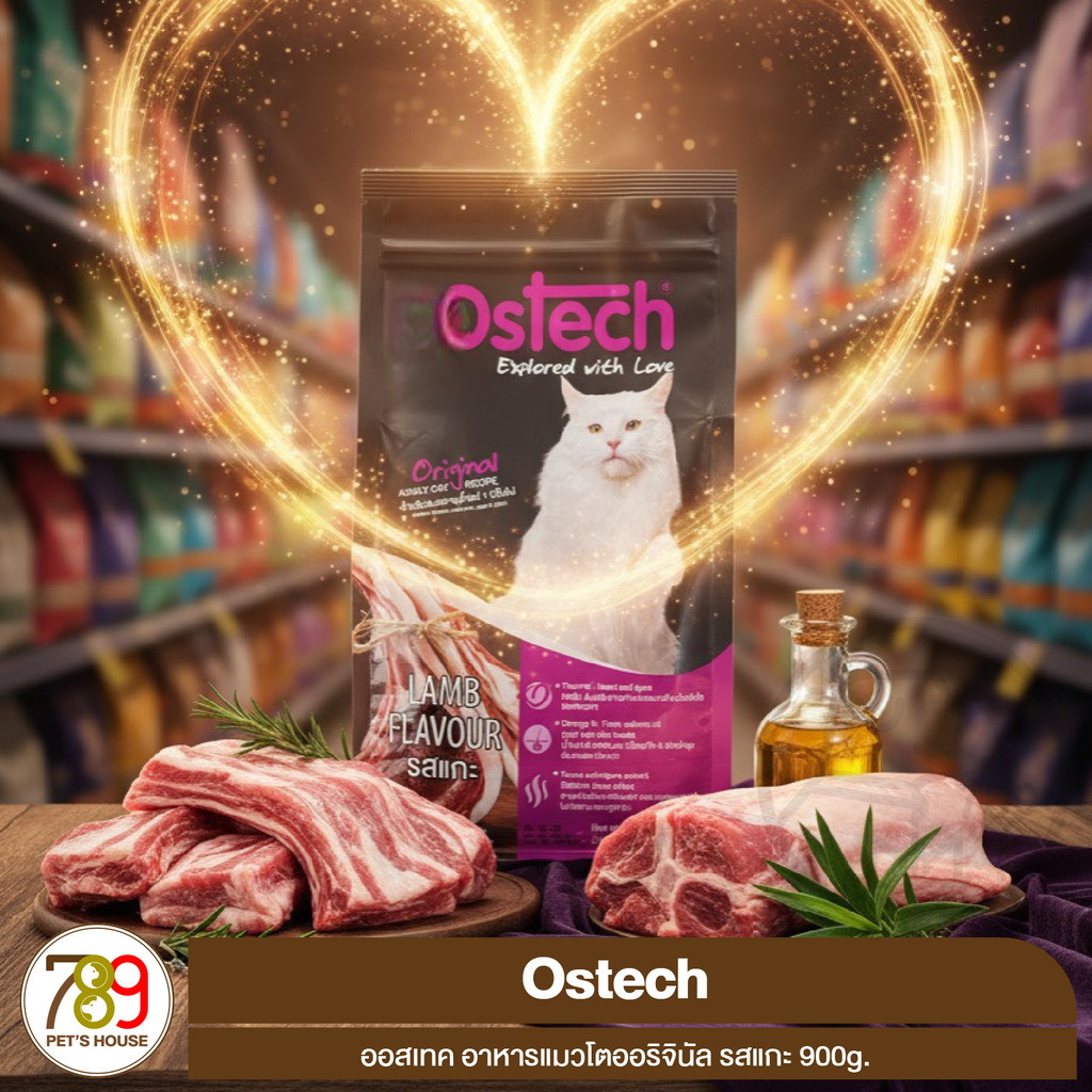 Ostech ออสเทค อาหารแมวโตออริจินัล รสแกะ 900g