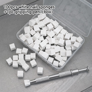 100ชิ้นไล่โทนสีฟองน้ําแปรงเล็บศิลปะฟองน้ําชุดสําหรับ ทําเอง …