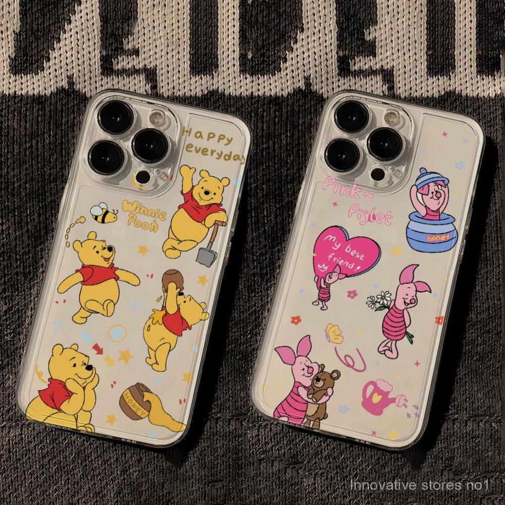 การ์ตูน การ์ตูน Pooh Piglet Apple 15/14/13promax Case iPhone11/12 คู่ xs/xr โปร่งใส