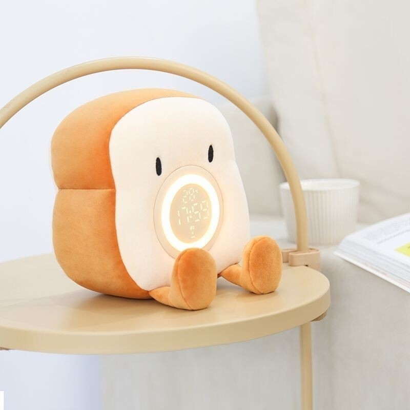 Hot sale Plush Toast Electronic Alarm Clock Cute Creative Children Alarm Clock Doll Student Wake Up 