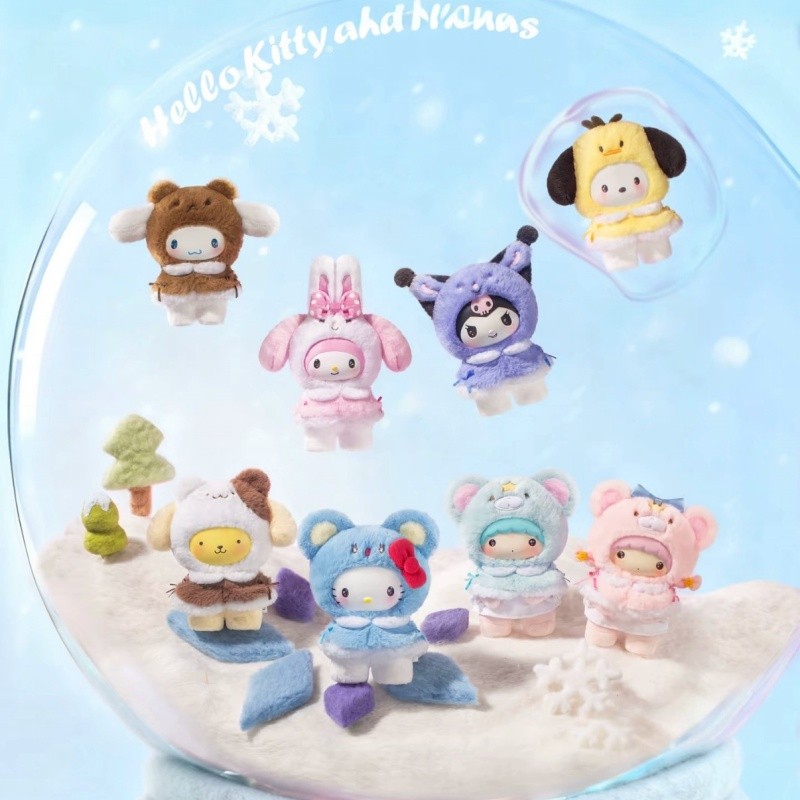 ของแท้เสื้อคลุมขนาดเล็กซีรีส์ MINISO Sanrio Vinyl Plush Mystery Box อินเทรนด์เล่นจี้ของขวัญ