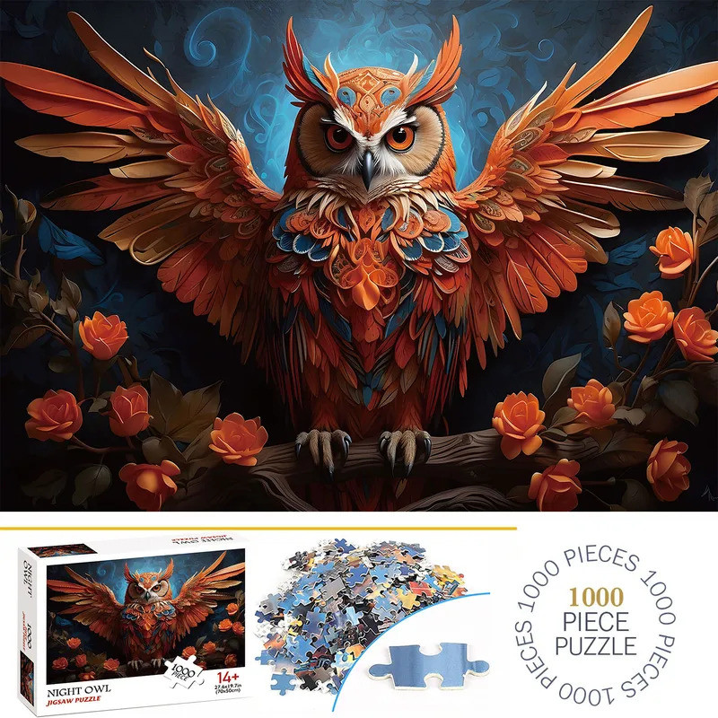 1000 Pieces Night Owl Jigsaw Puzzles for Adults Home Decor Games Family Fun Floor Puzzles Educationa