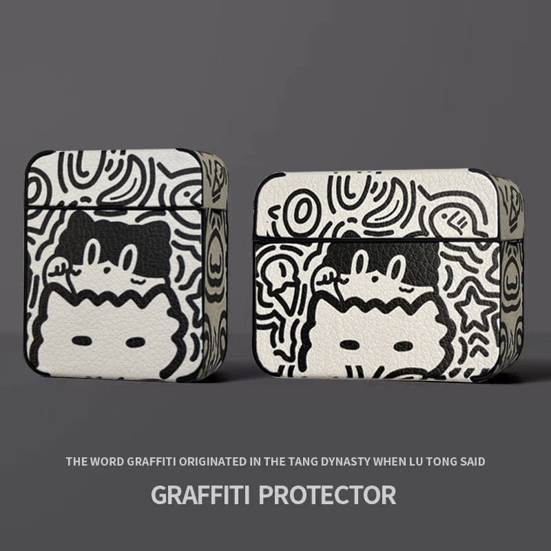 airpod pro 3 case เคส airpods pro 3 Ins Graffiti การ์ตูนลายแมว airpods เคสป้องกัน airpod3หนังรุ่นที่