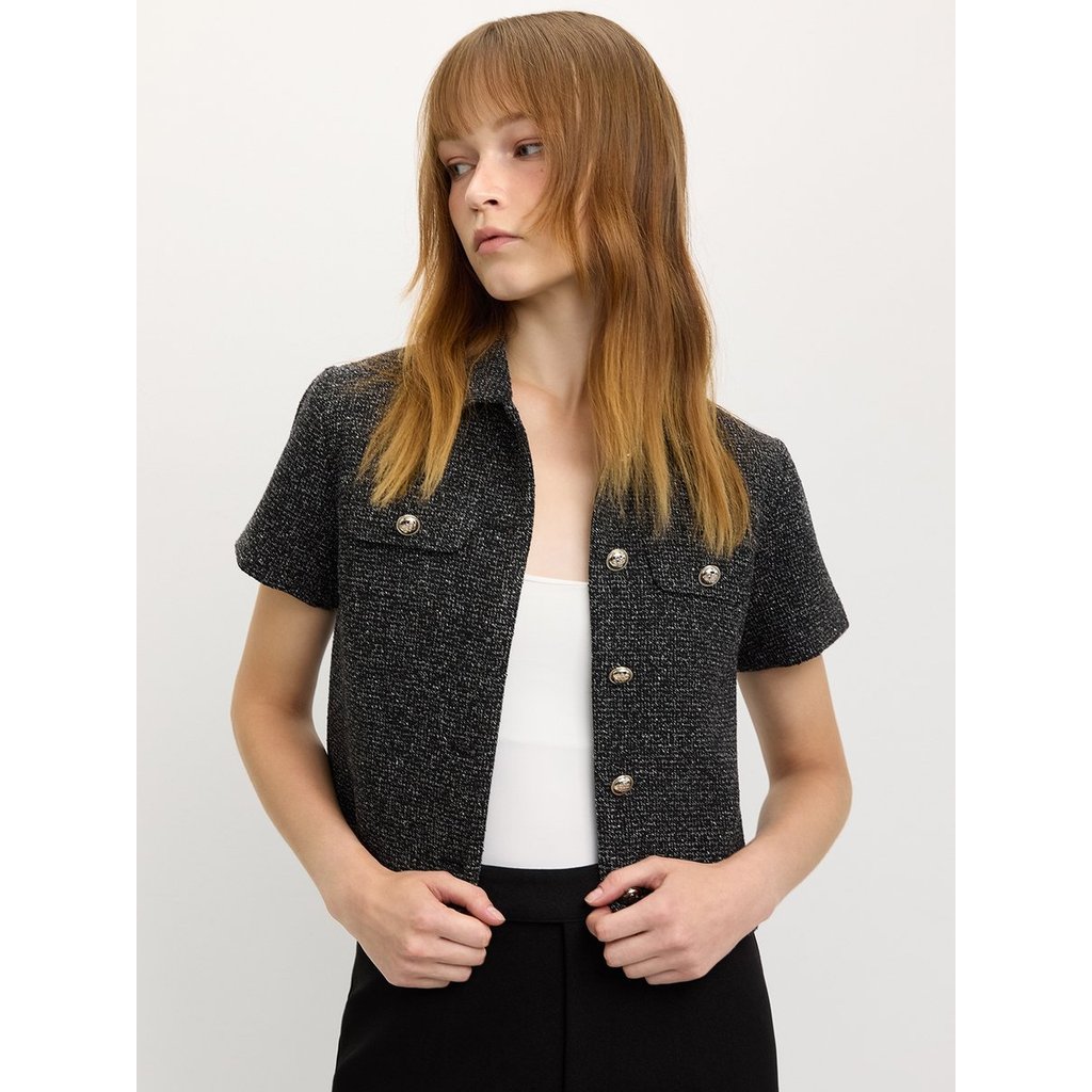 [Pomelo] เสื้อเชิ้ตทรงครอปแต่งกระดุม / Button-Up Crop Top