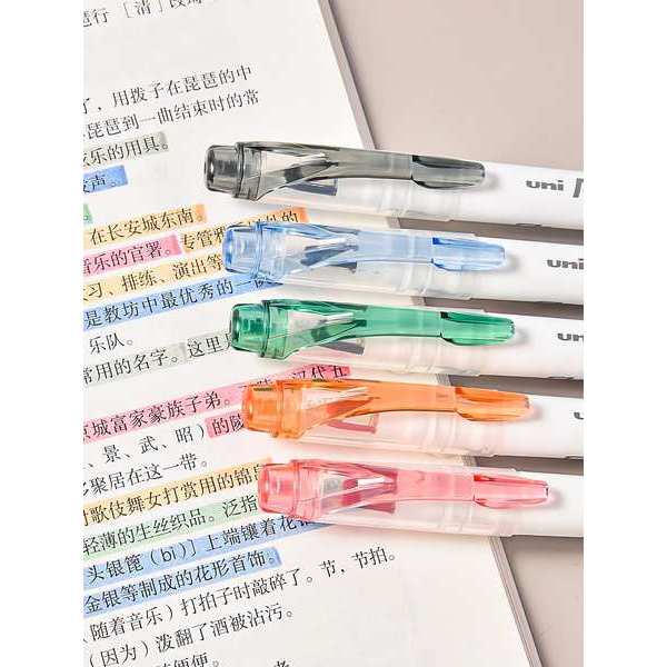 ปากกาไฮไลท์ ปากกาไฮไลต์ ญี่ปุ่นญี่ปุ่น uni Mitsubishi Highlighter โปร่งใสภาพหน้าต่าง PUS103T ควันสีเ