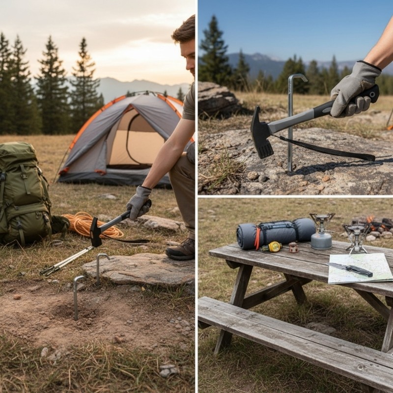 POOP เต็นท์ค้อน Ergonomic Camping Hammer พร้อม Stake Puller เครื่องมือเต็นท์กลางแจ้ง