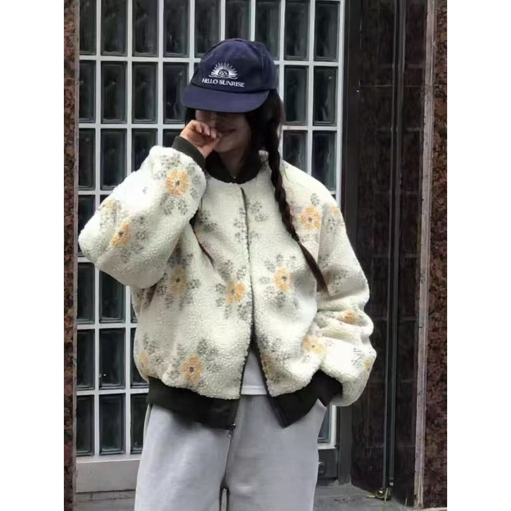วันเดย์เกิร์ล แจ๊กเก็ตสองด้าน สไตล์เกาหลี อุ่นสบายด้วยผ้าแจ็คการ์ดและขนสัตว์เทียม