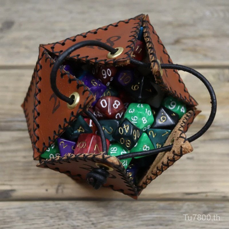 Polygonal LEATHER Line กระเป๋าลูกเต๋า DICEBAG Dungeon ตะแกรงกระเป๋าเก็บกระเป๋า A14 7HZL