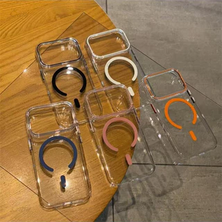 Ins minimalist Magnetism เคสแข็งโปร่งใสสําหรับ iPhone 17 16 15 14 ProMax กันลื่นและป้องกันการตกกระแทกฝาหลัง