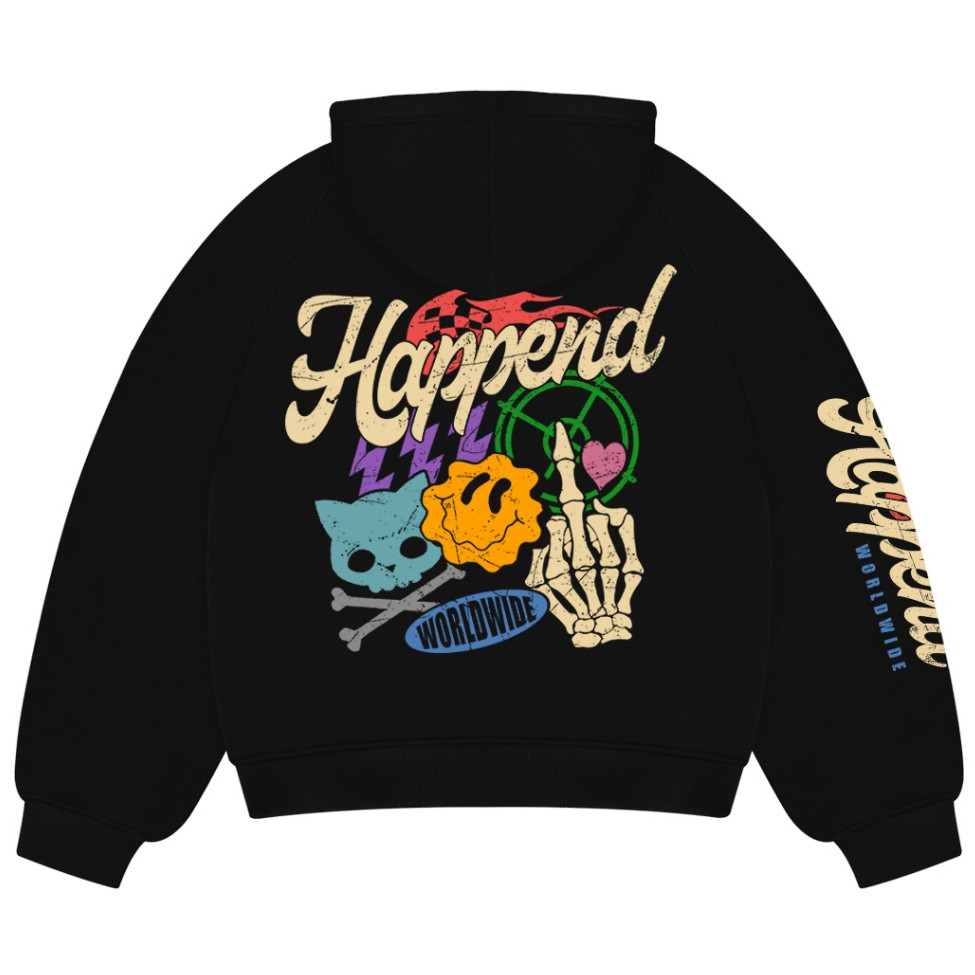 HPND - Caters Black Boxy Hoodie / Zipper Hoodie Boxy / Zipper Boxy 280-300gsm Fleece