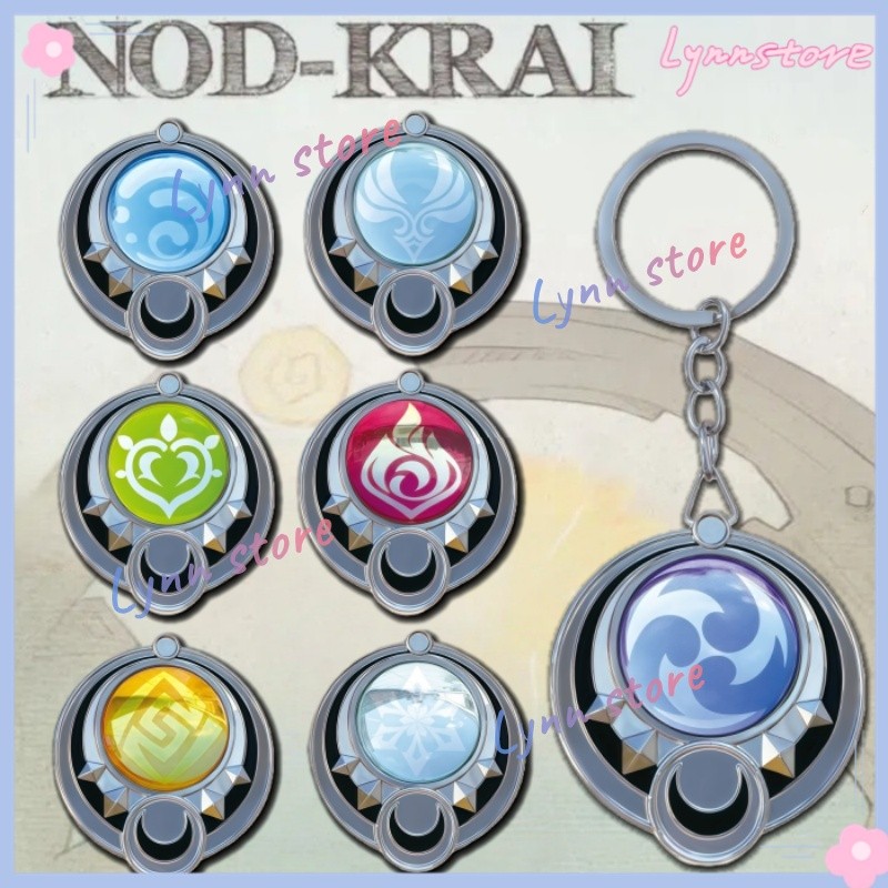 GENSHIN IMPACT MOON WHEEL VISION พวงกุญแจใสกระจกสองด้าน NOD-KRAI 7 องค์ประกอบ Vision พวงกุญแจ