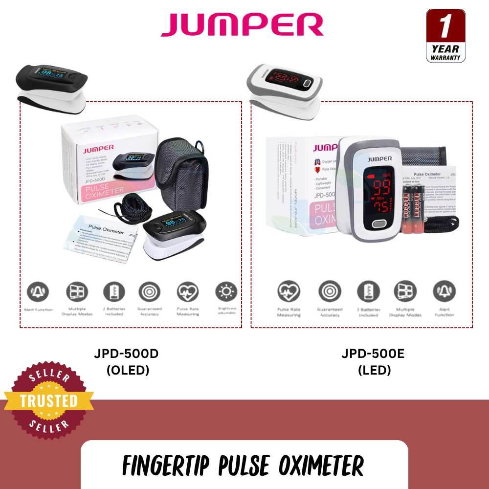 Jumper Pulse Oximeter เครื่องวัดออกซิเจนปลายนิ้ว รุ่น JPD-500D (OLED) / JPD-500E (LED) [ประกัน 1 ปี]