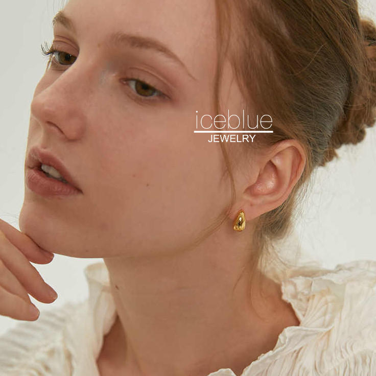 【iceblue】ต่างหูติดติ่ง S925 เงินแท้ทรงหยดน้ำเล็ก ชุบทองคำขาว 18K สไตล์ยุโรปและอเมริกา สำหรับผู้หญิง E133 - รูปที่ 4