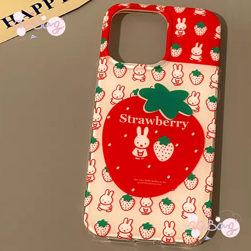 สำหรับ IPhone 13 15 17 air 16 11 14 12 Pro Max 15 14 16 Plus ปกการ์ตูน IMD กระต่ายมิฟฟี่สตรอเบอร์รี่ดาวแวววาวน่ารัก - รูปที่ 4