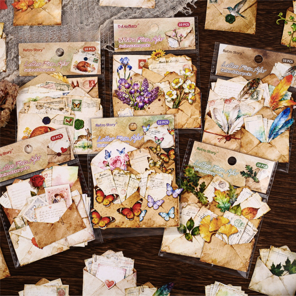 Journamm 10pcs สติกเกอร์กระดาษแข็งสําหรับ Journaling, Vintage กระดาษสติกเกอร์สําหรับ Scrapbooking Supplies ความงาม Junk Journal Craft สติกเกอร์