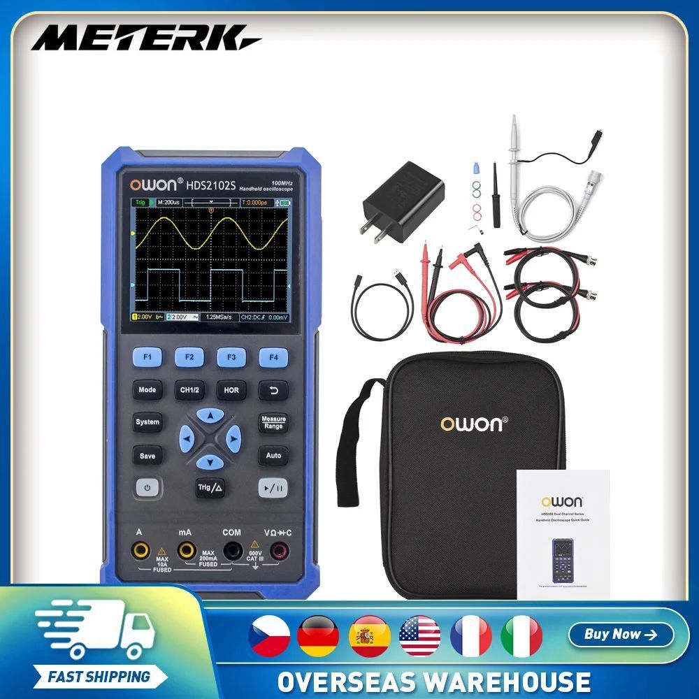 OWON HDS2102S HDS272S HDS242S Handheld Digital Oscilloscope 100MHz Bandwidth 500 MS/s 2CH + 1CH เครื