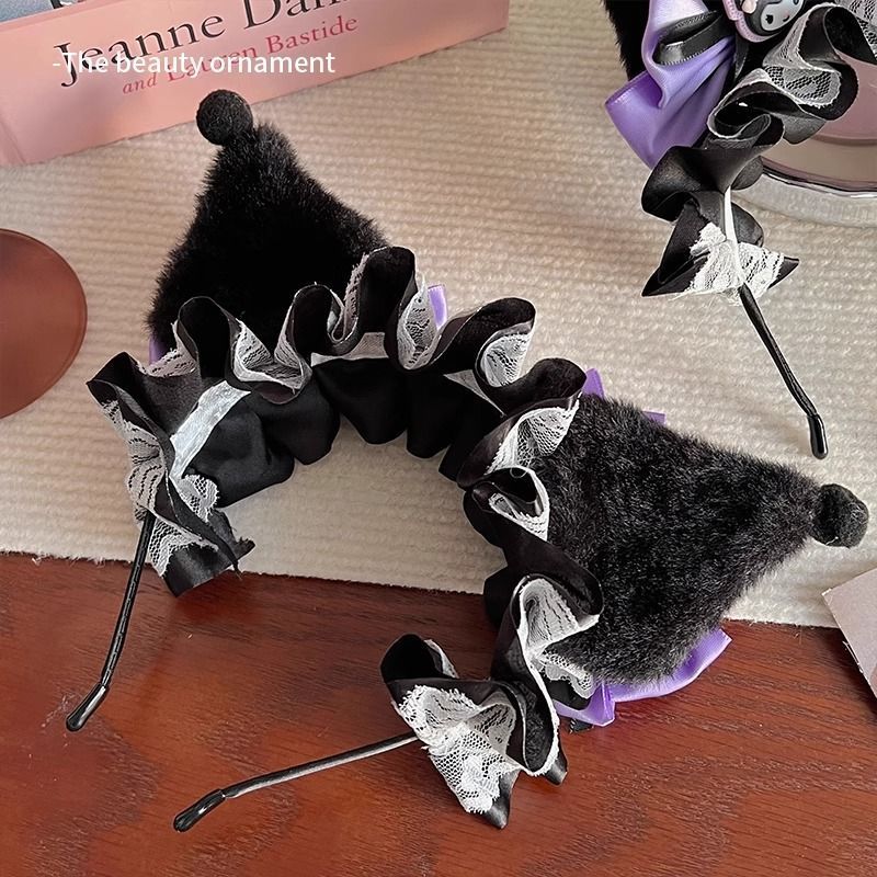 แถบคาดศีรษะสไตล์ Kuromi สำหรับ.Cosplay.Lolita ดีไซน์เหมือนหูตุ๊กตาแมว