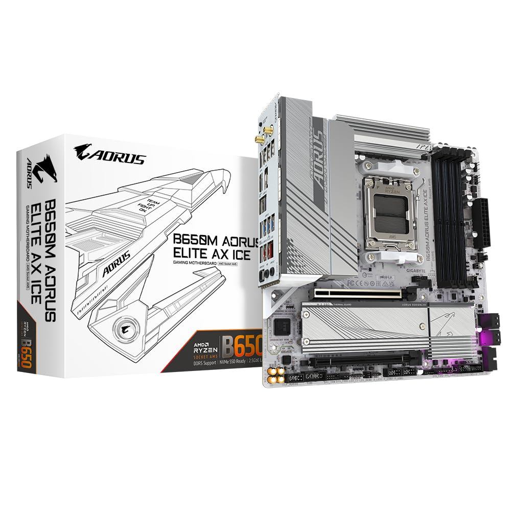 Gigabyte B650M AORUS Elite AX ICE - Motherboard - Micro ATX - AM5 Socket - AMD B650.