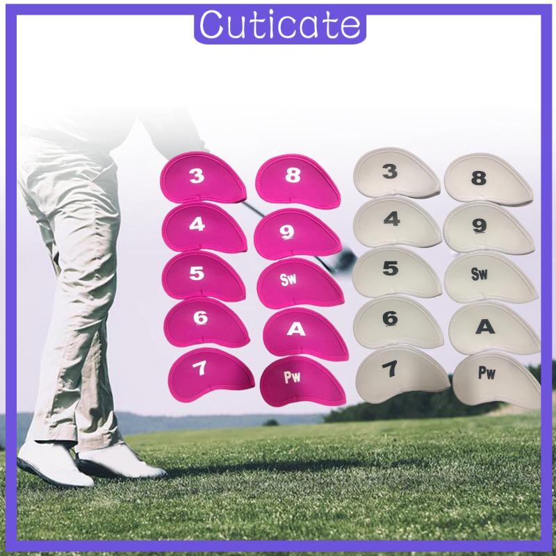 [CUTICATE] 10x Golf Irons Headcover Set Golf Set 3 4 5 6 7 8 9 A SW PW Protector Head Cover Case Gol