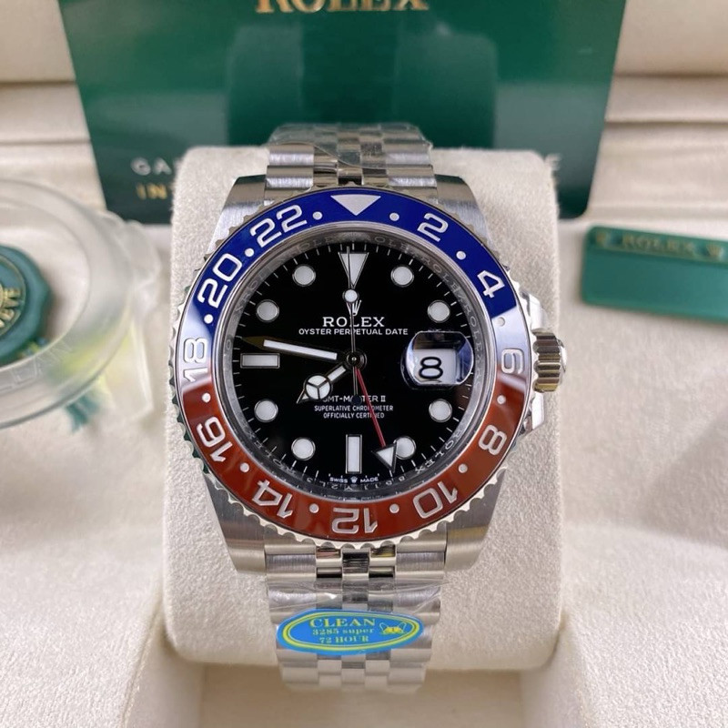 (พร้อมส่งในไทย) นาฬิกา Rolex GMT  Swiss โรงงาน: Clean  Factory V2 Cal 3285 ใส่สลับได้เลย
