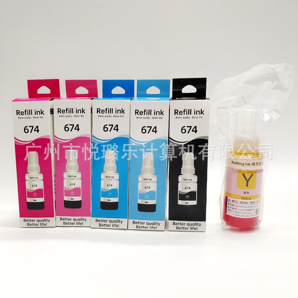 หมึก 674 เข้ากันได้กับ L800 L801 L805 L850 L1800 หมึกสีหก 6 โกดังหมึกสี