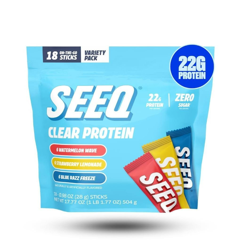 SEEQ Clear Protein Powder Sample Pack - แท่ง On-The-Go - 22g Clear Whey Protein Isolate - Zero Sugar
