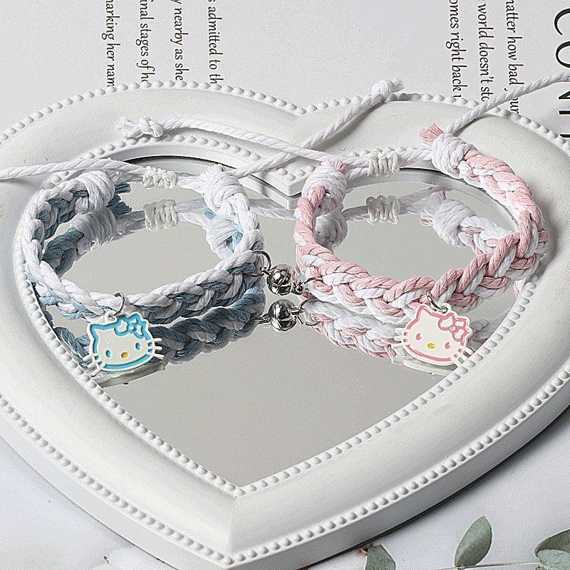 coquette bracelet กําไลข้อมือ สร้อยข้อมือแม่เหล็กถักคู่ น่ารักสำหรับเป็นของขวัญให้แฟน