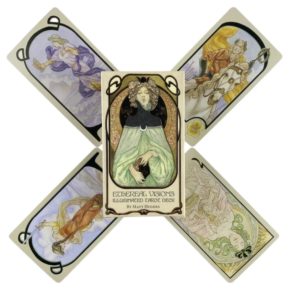English Ethereal Visions Illuminated Tarot Cards Deck Board Table Games สําหรับปาร์ตี้เล่นการ์ดเกมคว