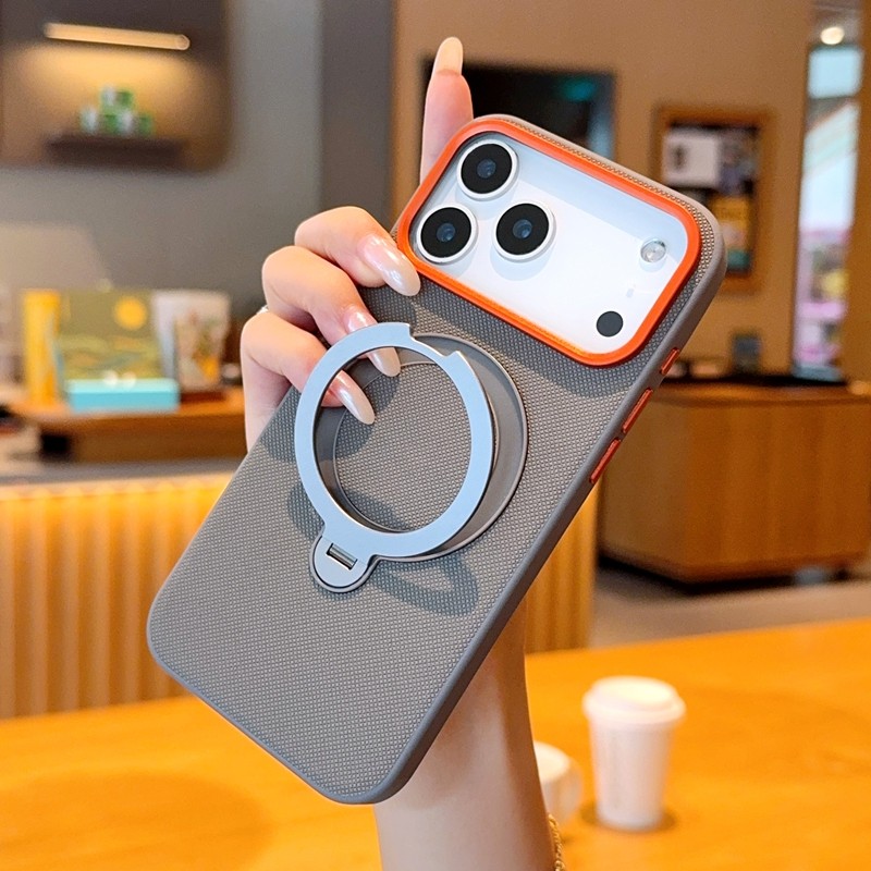 วงเล็บหมุนเคสโทรศัพท์แม่เหล็กสําหรับIPhone 17 16 15 Pro max 17air 16e 16 15 Plusกรอบโลหะฝาครอบป้องกันHigh Endปุ่มโลหะอิสระเปลือก