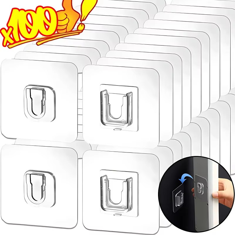 10-50 คู่โปร่งใส Strong Sticky Wall Hook - Double Sided Fixing Patch สําหรับห้องครัวห้องน้ํา Gadget - กันน้ําผู้ถือ