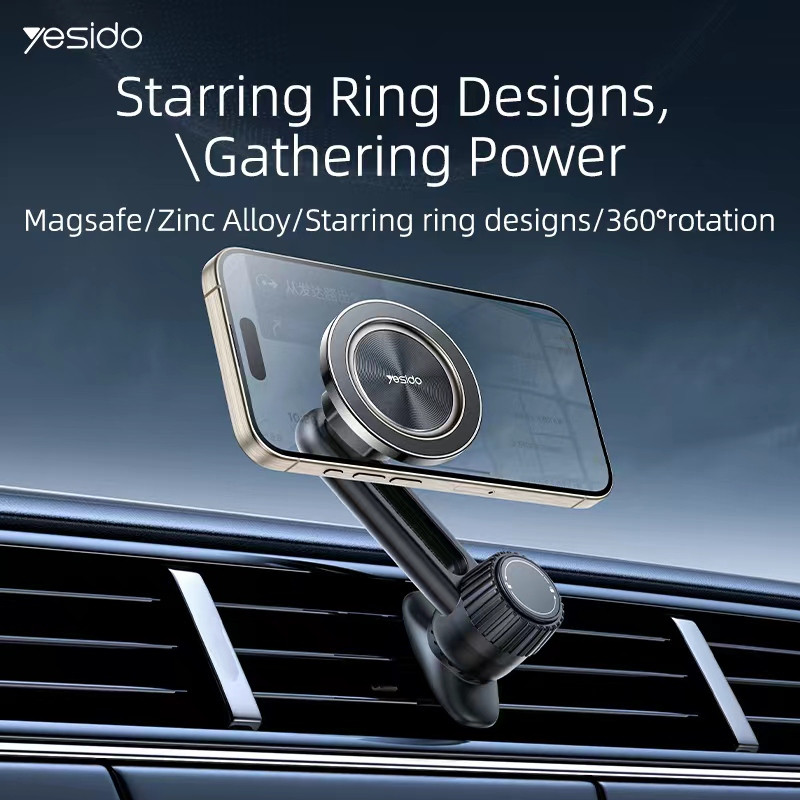 YESIDO C168 Air Vent Magnetic Car Phone Mount Holder การหมุน 360 องศา Super Strong Magnet