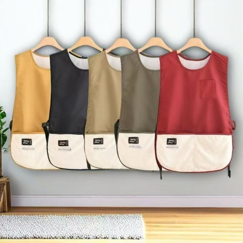 ผ้ากันเปื้อนครัวในครัวเรือน Water-Repellent Coffee Shop Workwear เสื้อกั๊กระบายอากาศ Plus ขนาดเสื้อก