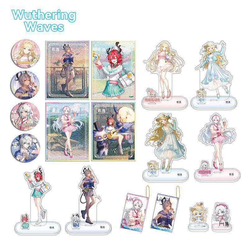 Wuthering Waves Merch Anniversary Series Collection อะคริลิค Standee, การ์ดใส, เสน่ห์โซ่ลูกปัด, ป้าย